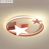 Led Acrylic Star Flush Mount Light - White/Pink Ceiling Fixture For Bedroom