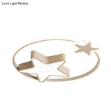 Led Acrylic Star Flush Mount Light - White/Pink Ceiling Fixture For Bedroom