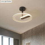 Led Acrylic Time Clock Flush Mount Ceiling Light For Bedroom - Black/Gold Simplicity