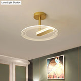 Led Acrylic Time Clock Flush Mount Ceiling Light For Bedroom - Black/Gold Simplicity