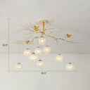 Led Ball Tree Chandelier: Artistic Gold Hanging Lamp With Bird Decor Aluminum Wire 9 / Warm