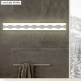 Led Bathroom Vanity Light With Wave Acrylic Shade: 16/19.5 Wide White Wall Sconce In Warm/White