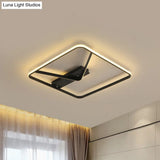 Led Bedroom Ceiling Light: 18’/23.5’ W Simplicity Black Flush Mount With Aluminum Frame In