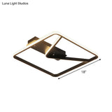 Led Bedroom Ceiling Light: 18’/23.5’ W Simplicity Black Flush Mount With Aluminum Frame In