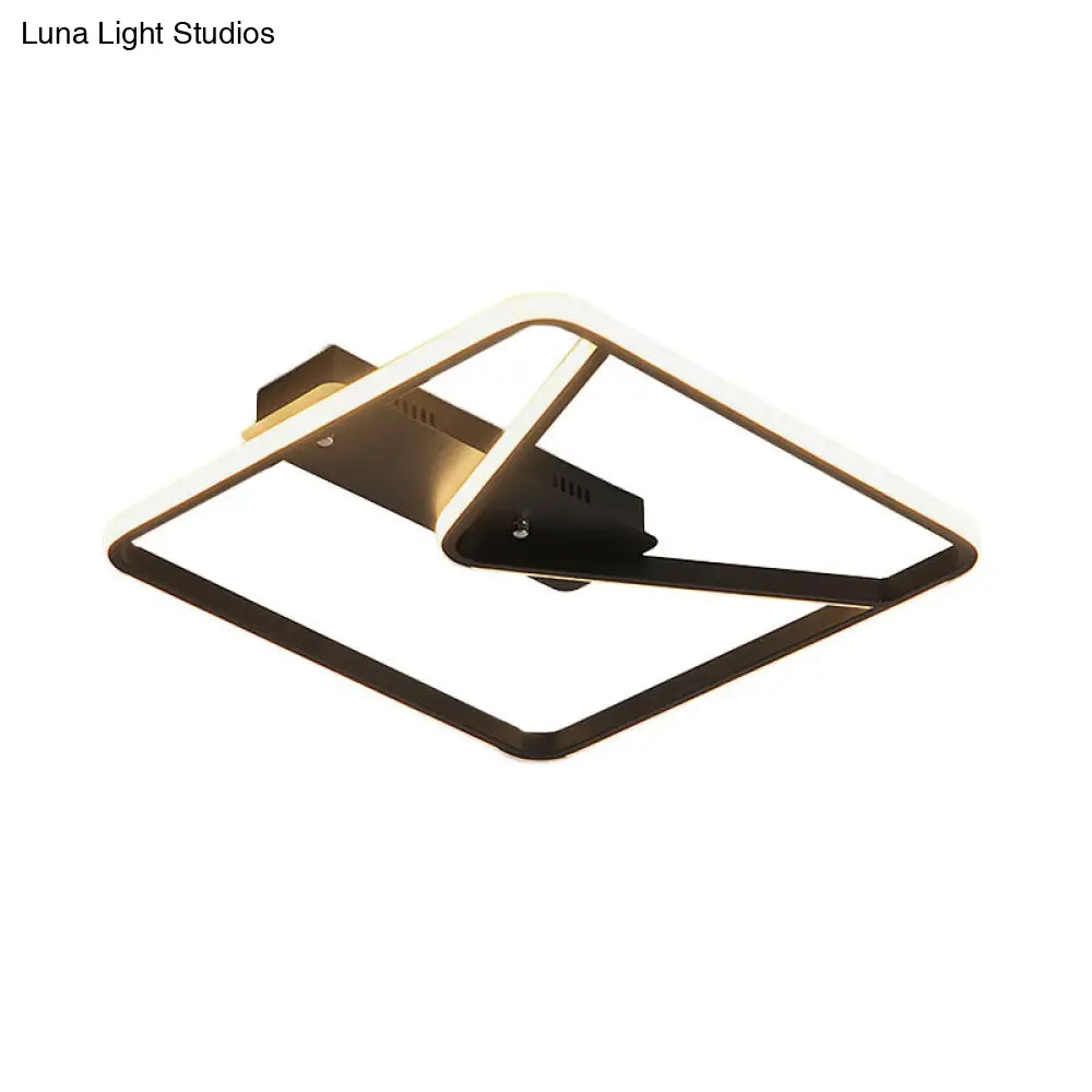 Led Bedroom Ceiling Light: 18’/23.5’ W Simplicity Black Flush Mount With Aluminum Frame In