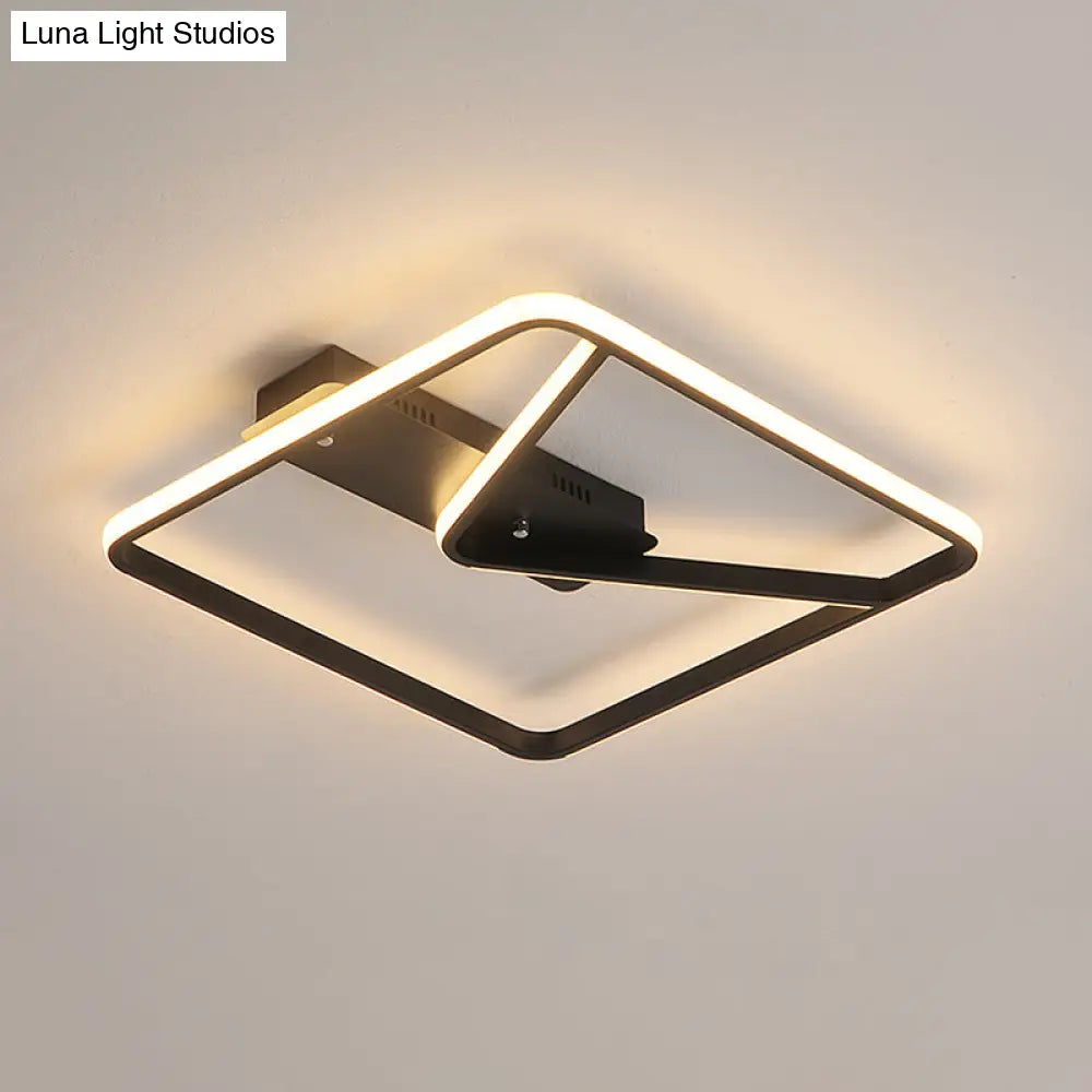 Led Bedroom Ceiling Light: 18’/23.5’ W Simplicity Black Flush Mount With Aluminum Frame In