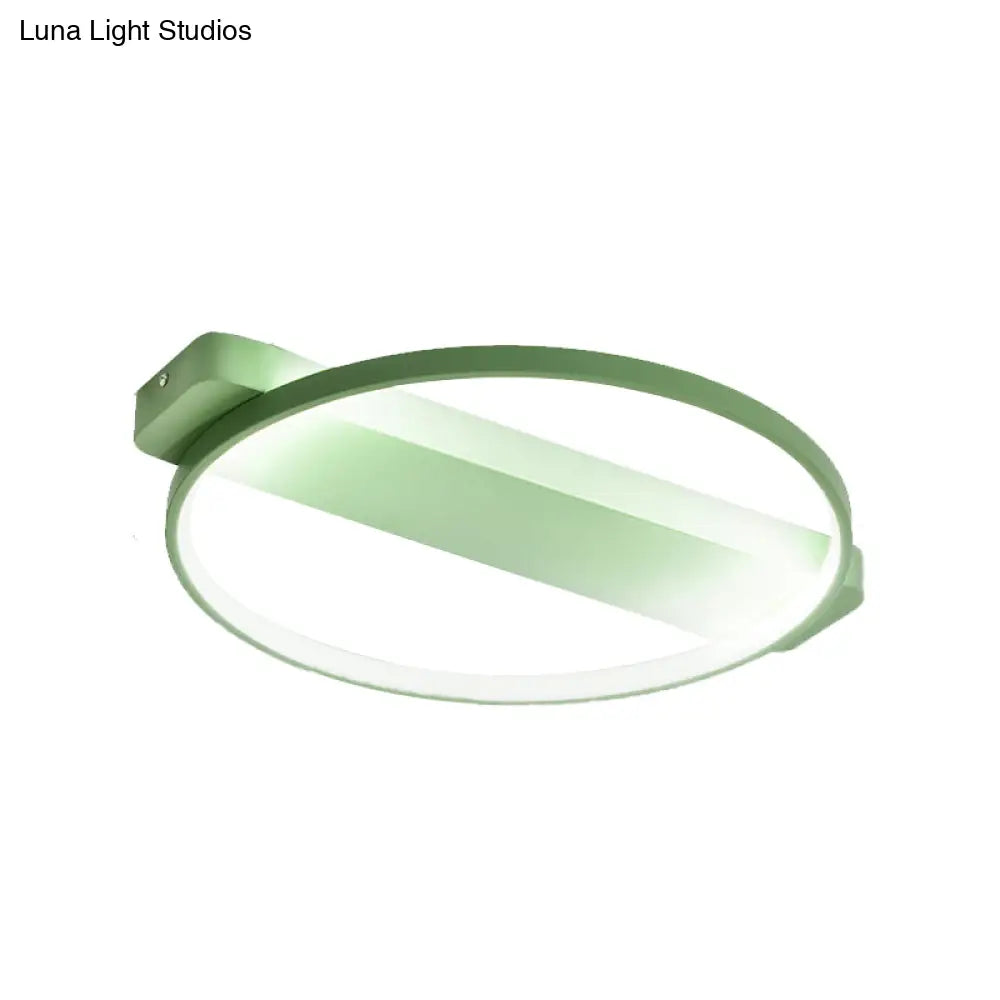 Led Bedroom Ceiling Light - Kid’s Modern Semi Flush With Acrylic Ring