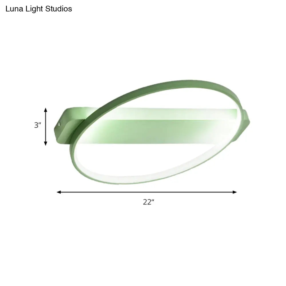 Led Bedroom Ceiling Light - Kid’s Modern Semi Flush With Acrylic Ring