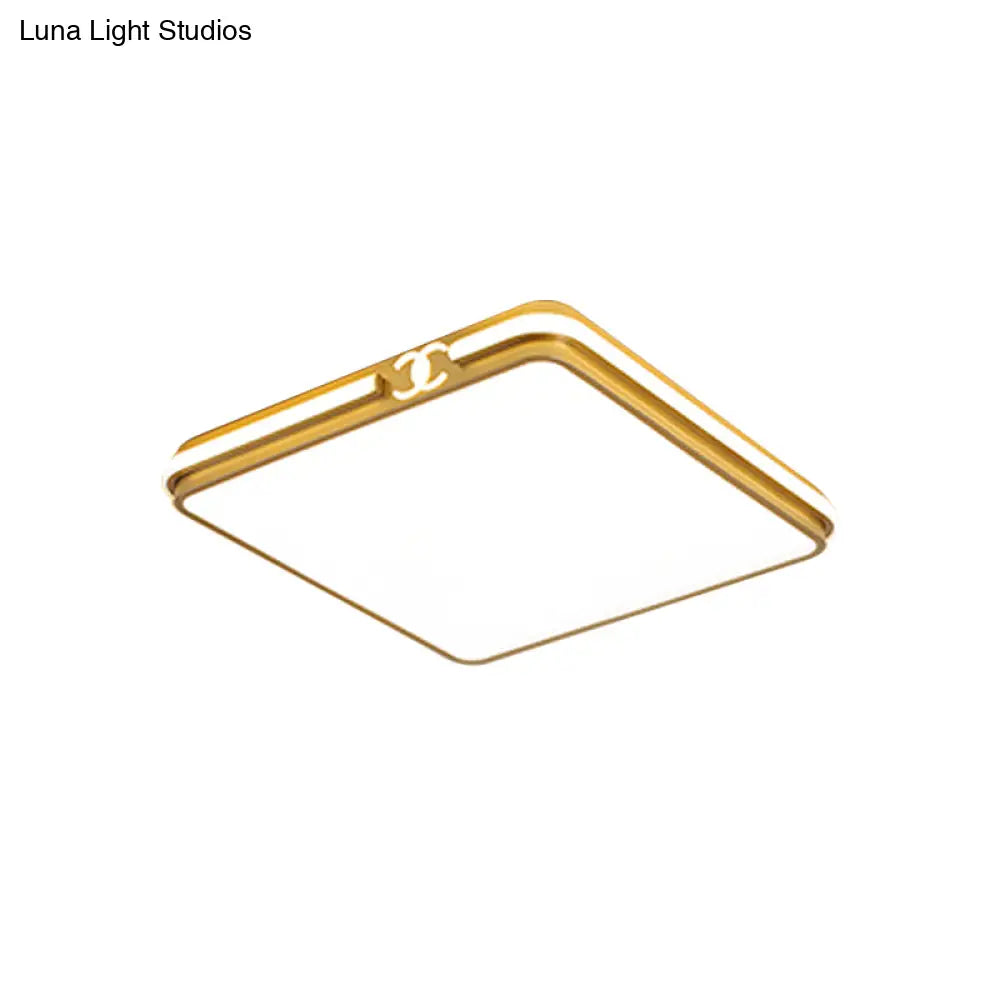 Led Bedroom Ceiling Light - Simple Black/Gold Flush Mount Square Acrylic Shade Warm/White