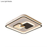 Led Bedroom Ceiling Mounted Fixture - Modern Black Flush Light With Square Acrylic Shade White/Warm