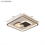 Led Bedroom Ceiling Mounted Fixture - Modern Black Flush Light With Square Acrylic Shade White/Warm