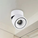Led Bedroom Flush Mount Light In Round Metallic Shade Black/White Ceiling Fixture With Warm/White