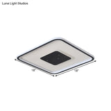Led Bedroom Flush Mount Lighting - Minimalistic Black Ceiling Fixture With Squared Acrylic Shade