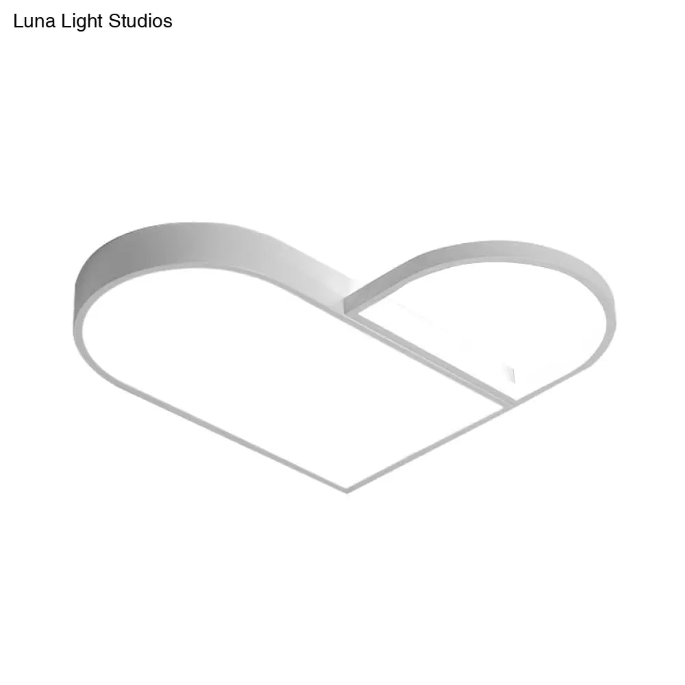 Led Bedroom Flush Mount Modern White/Black Lighting With Love Heart Metal Shade 19.5’/23.5’ Width