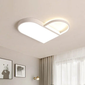 Led Bedroom Flush Mount Modern White/Black Lighting With Love Heart Metal Shade 19.5’/23.5’