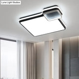 Led Bedroom Flushmount Lighting | 19’ Or 23’ Black & White Round/Square Shape Acrylic Shaded