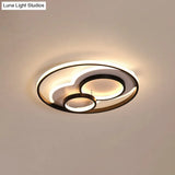 Led Bedroom Flushmount With Metallic Shade - Modern Black - White Design In 3 Sizes