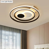 Led Black Flush Mount Ceiling Light For Bedroom - Simple Acrylic Circle Design