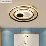 Led Black Flush Mount Ceiling Light For Bedroom - Simple Acrylic Circle Design