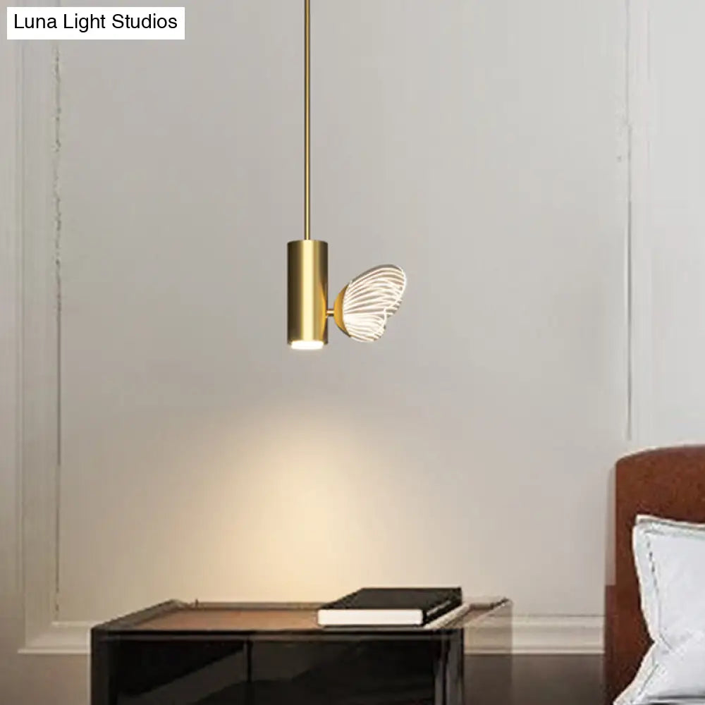 Led Brass Spotlight Pendant Light With Twig And Butterfly Design Simple Style Acrylic Shade