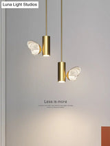 Led Brass Spotlight Pendant Light With Twig And Butterfly Design Simple Style Acrylic Shade