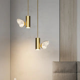 Led Brass Finish Spotlight Pendant Light With Acrylic Shade - Simple Style Twig & Butterfly Design
