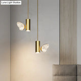 Led Brass Spotlight Pendant Light With Twig And Butterfly Design Simple Style Acrylic Shade