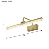 Led Brass Swing Arm Wall Sconce - Modern Metal Tube Vanity Light Fixture