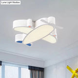 Led Cartoon Ceiling Lamp For Boys Bedroom - Acrylic And Metal Plane Flush Mount Light With