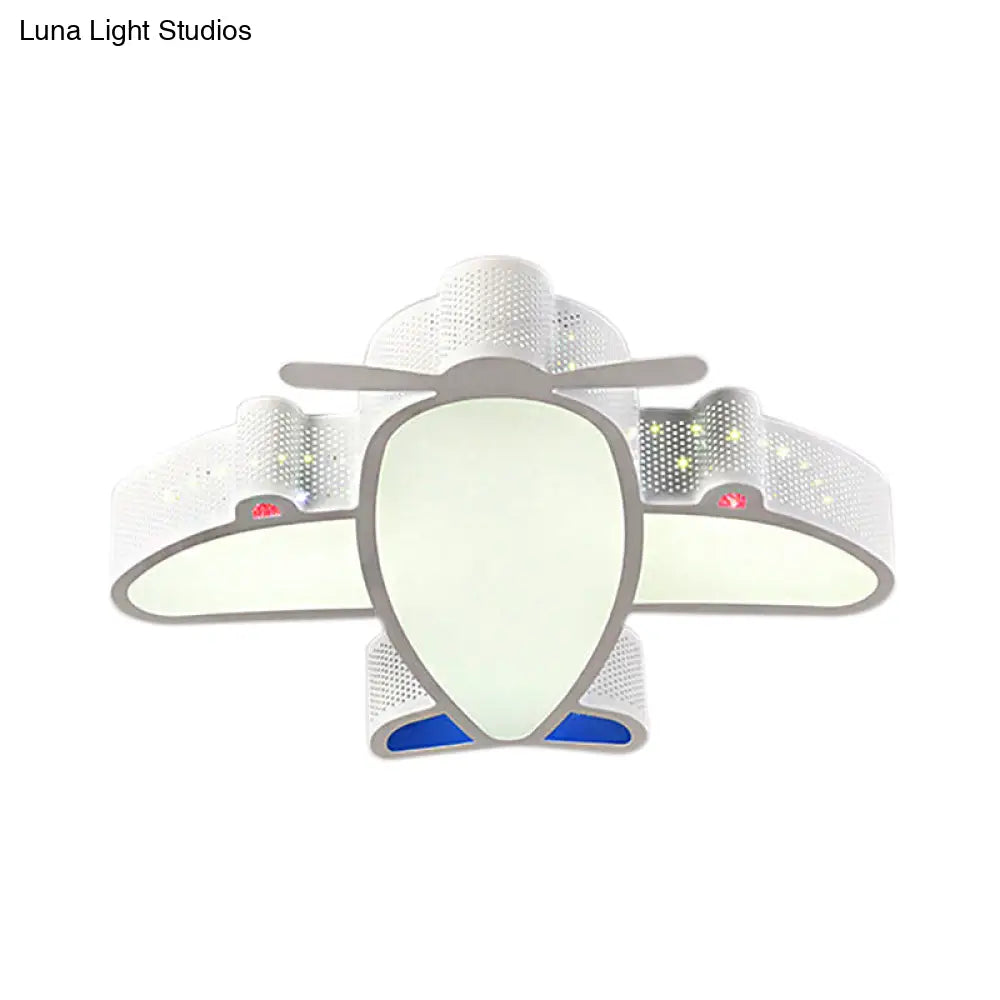 Led Cartoon Ceiling Lamp For Boys Bedroom - Acrylic And Metal Plane Flush Mount Light With