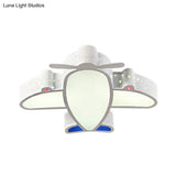Led Cartoon Ceiling Lamp For Boys Bedroom - Acrylic And Metal Plane Flush Mount Light With