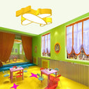 Led Cartoon Plane Flush Mount Ceiling Light With Acrylic Shade - Red Pink And Blue Yellow