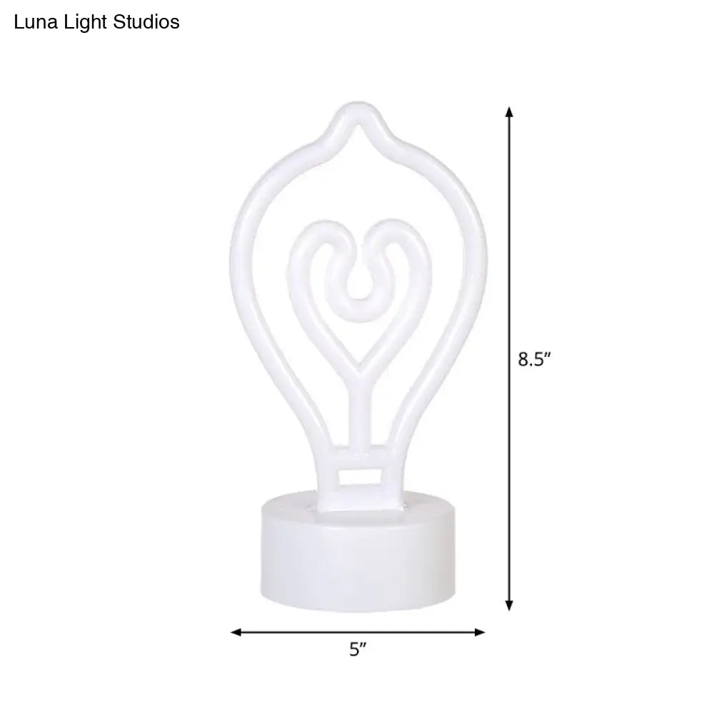Led Cartoon Table Lamp With Battery Operation And Plastic Shade - White Bulb Shape