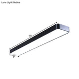 Led Ceiling Lamp For Conference Rooms Simplicity Black Flush Light With Acrylic Shade (23.5/47/59