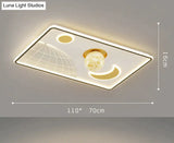 Led Ceiling Lamp Glass Living Room Dining Bedroom Modern Simple Black / Rectangle-L Tri-Color Light