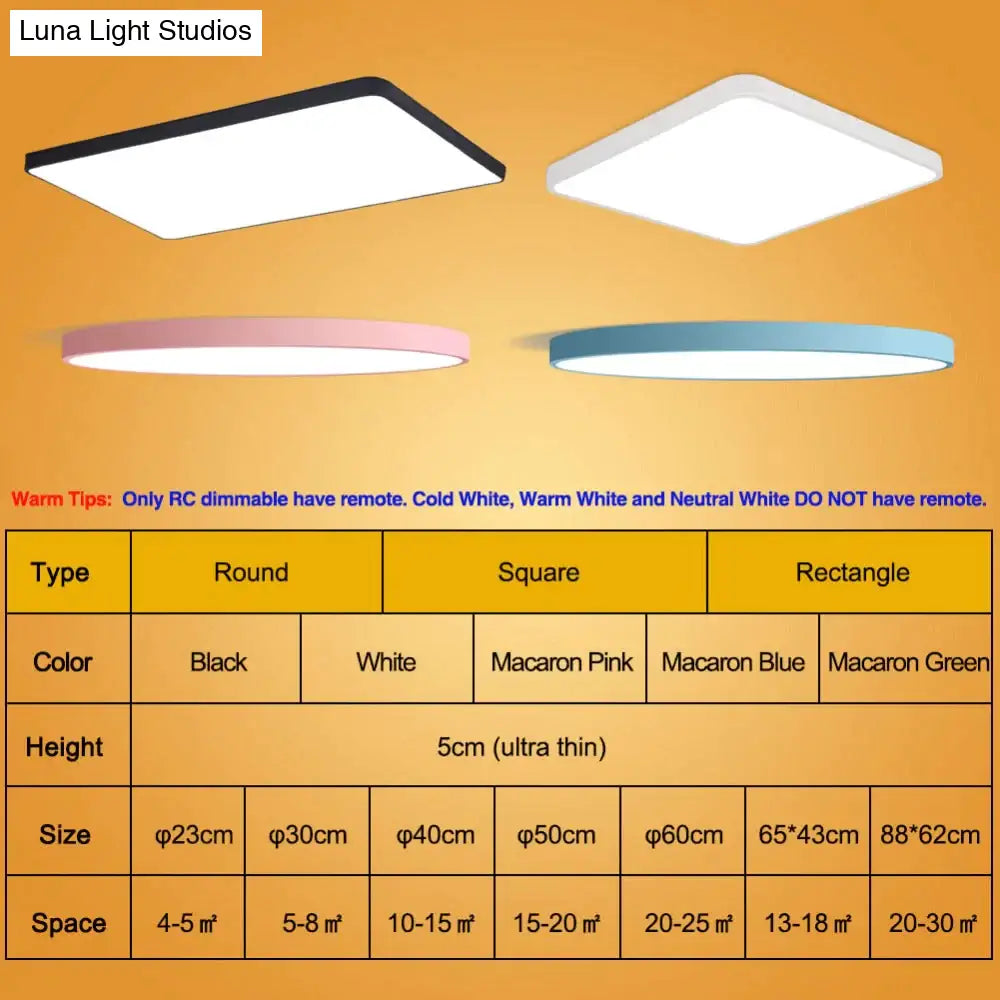 LED Ceiling Light Modern Panel Lamp Lighting Fixture Surface Mount Flush Remote Control Ceiling