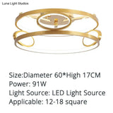 Led Ceiling Lights Gold Body Round/Square For Bedroom Support Remote Control Led Lamps / Square