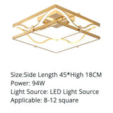 Led Ceiling Lights Gold Body Round/Square For Bedroom Support Remote Control Led Lamps / Square