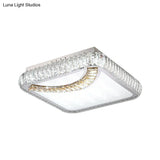 Led Ceiling Mounted Restaurant Light In Chrome - Contemporary Square/Round Design With Beveled