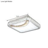 Led Ceiling Mounted Restaurant Light In Chrome - Contemporary Square/Round Design With Beveled