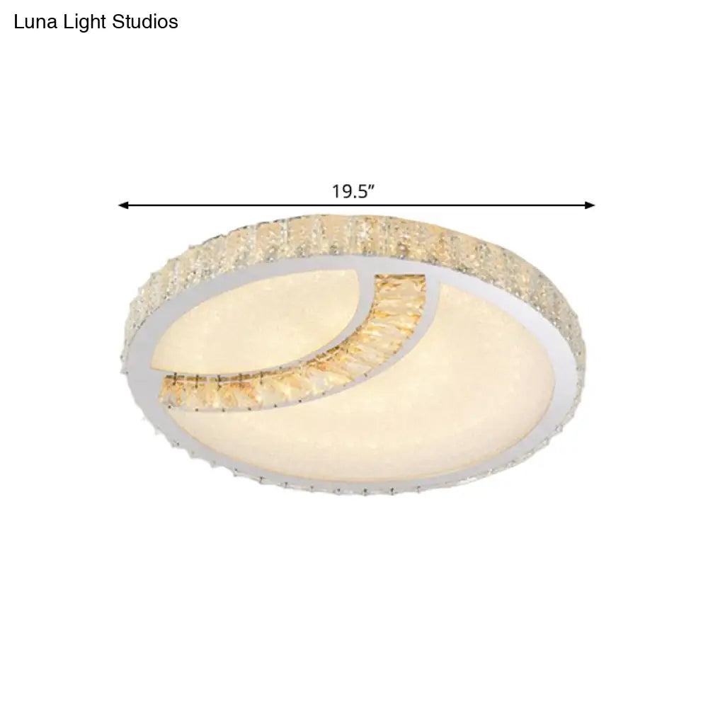 Led Ceiling Mounted Restaurant Light In Chrome - Contemporary Square/Round Design With Beveled
