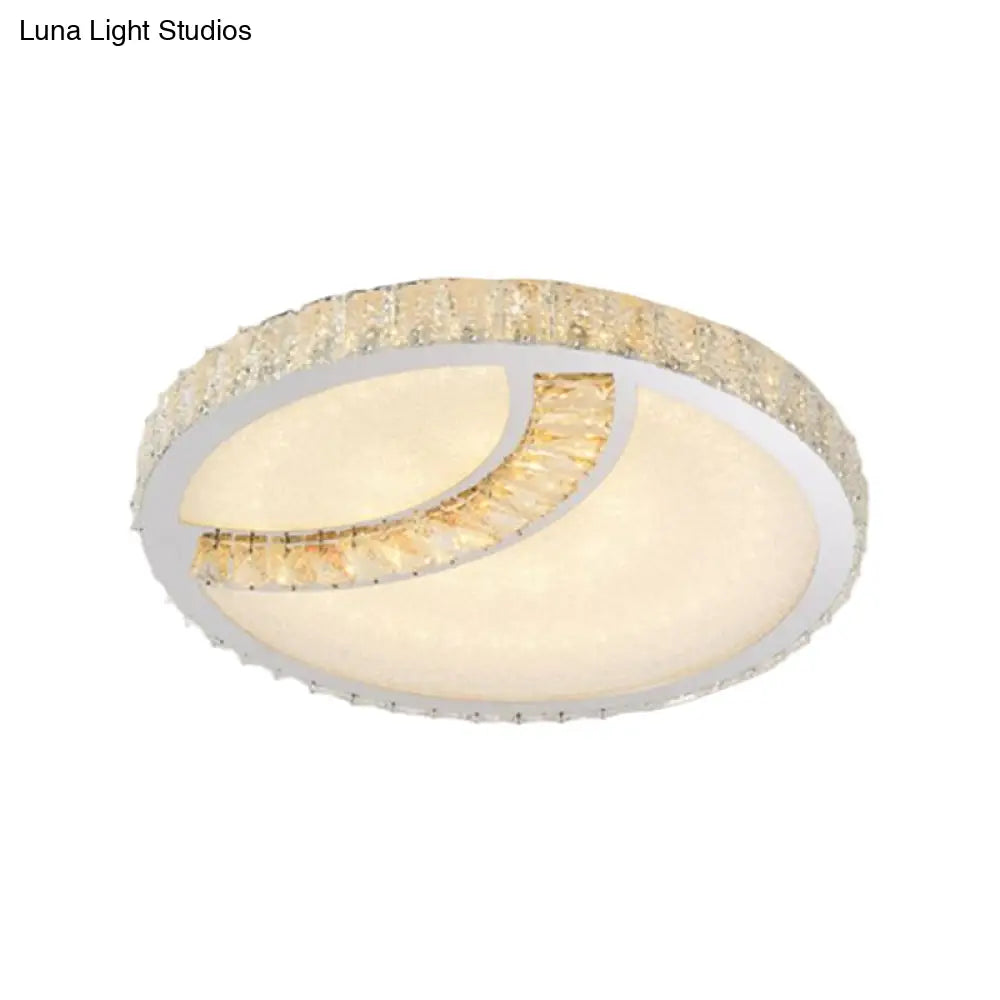 Led Ceiling Mounted Restaurant Light In Chrome - Contemporary Square/Round Design With Beveled