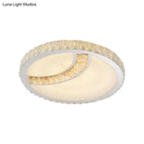 Led Ceiling Mounted Restaurant Light In Chrome - Contemporary Square/Round Design With Beveled