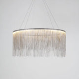Led Chain Fringe Chandelier - Modern Metal Pendant Light For Living Room