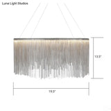 Led Chain Fringe Chandelier - Minimalistic Metal Pendant Light For Living Room