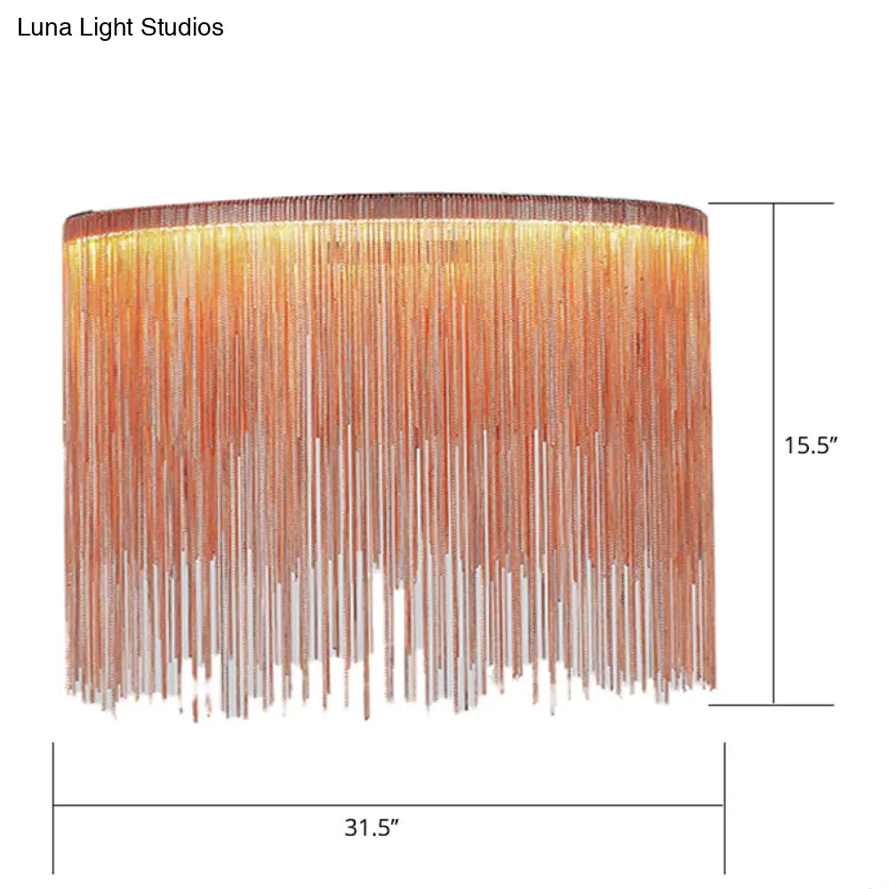 Led Chain Fringe Chandelier - Modern Metal Pendant Light For Living Room