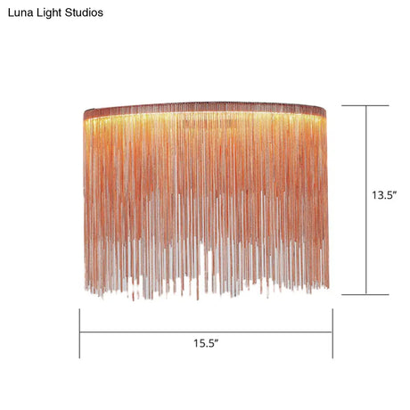 Led Chain Fringe Chandelier - Modern Metal Pendant Light For Living Room