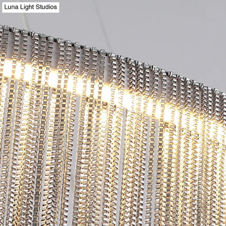 Led Chain Fringe Chandelier - Modern Metal Pendant Light For Living Room