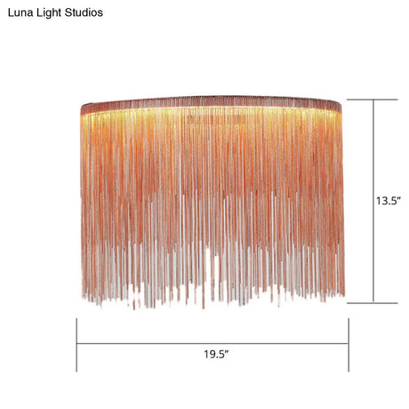 Led Chain Fringe Chandelier - Modern Metal Pendant Light For Living Room
