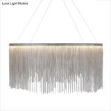 Led Chain Fringe Chandelier - Modern Metal Pendant Light For Living Room